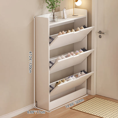 Zapatero de entrada rectangular y ultrafino de madera manufacturada ecológica de 2/3 niveles, estilo moderno y minimalista