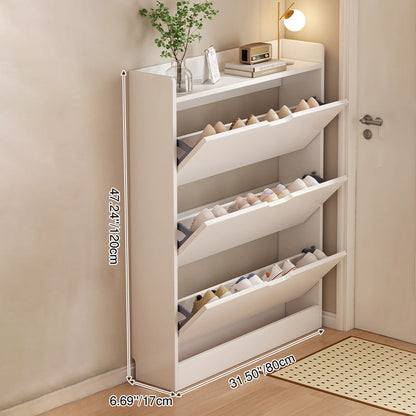 Zapatero de entrada rectangular y ultrafino de madera manufacturada ecológica de 2/3 niveles, estilo moderno y minimalista