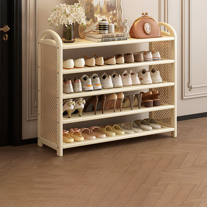 Zapatero estantería rectangular de bambú, ratán PE y MDF de 5/6 niveles, estilo tradicional vintage para recibidor y salón