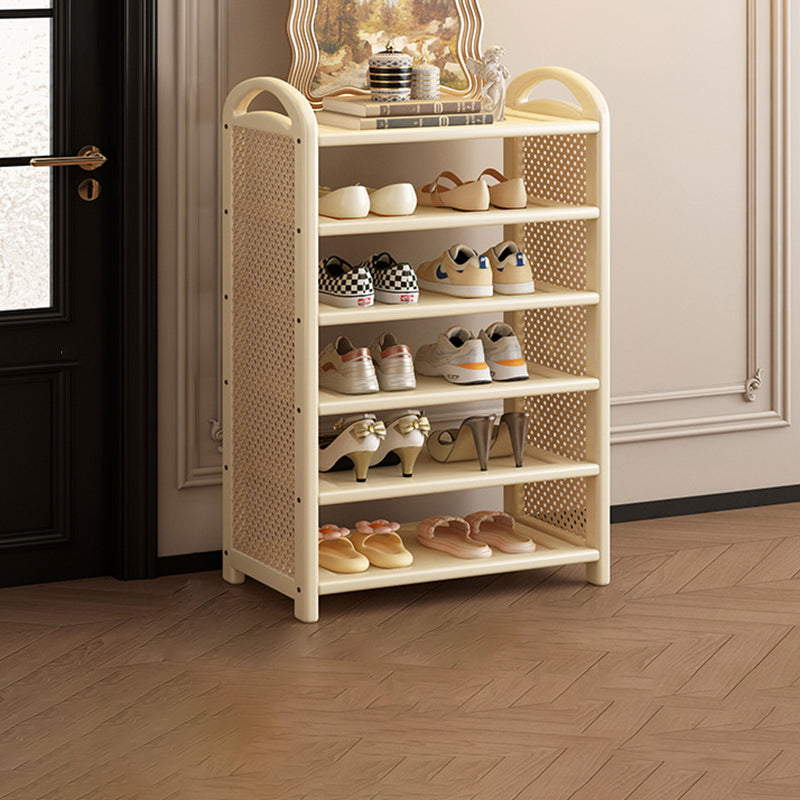 Zapatero estantería rectangular de bambú, ratán PE y MDF de 5/6 niveles, estilo tradicional vintage para recibidor y salón