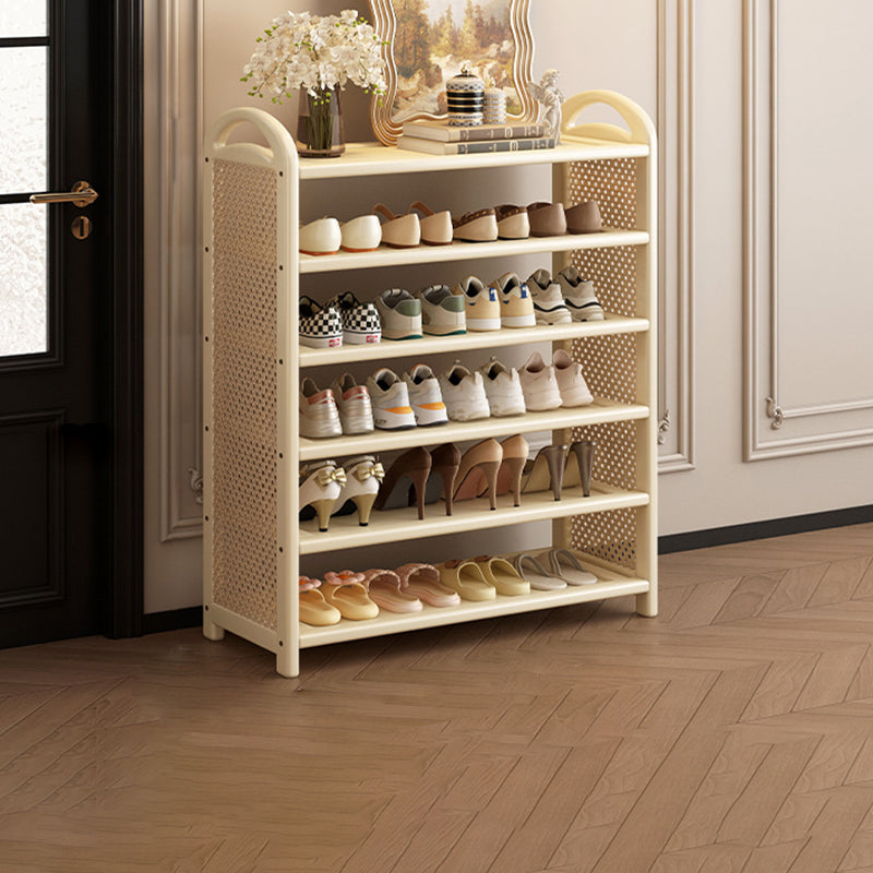 Zapatero estantería rectangular de bambú, ratán PE y MDF de 5/6 niveles, estilo tradicional vintage para recibidor y salón