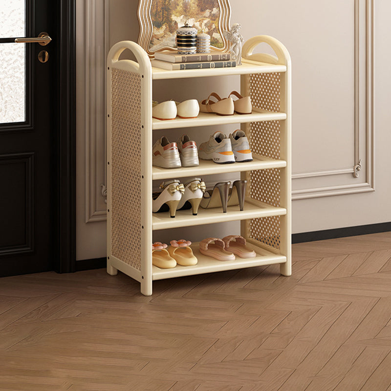 Zapatero estantería rectangular de bambú, ratán PE y MDF de 5/6 niveles, estilo tradicional vintage para recibidor y salón