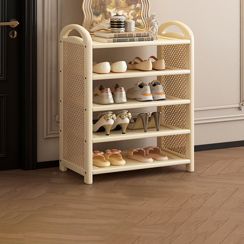 Zapatero estantería rectangular de bambú, ratán PE y MDF de 5/6 niveles, estilo tradicional vintage para recibidor y salón