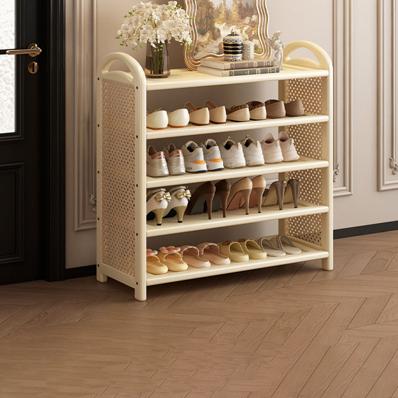 Zapatero estantería rectangular de bambú, ratán PE y MDF de 5/6 niveles, estilo tradicional vintage para recibidor y salón