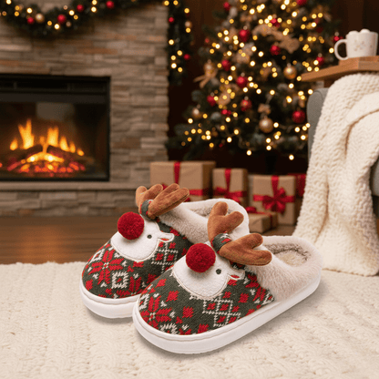 Zapatillas de estar por casa navideñas unisex con diseño bordado