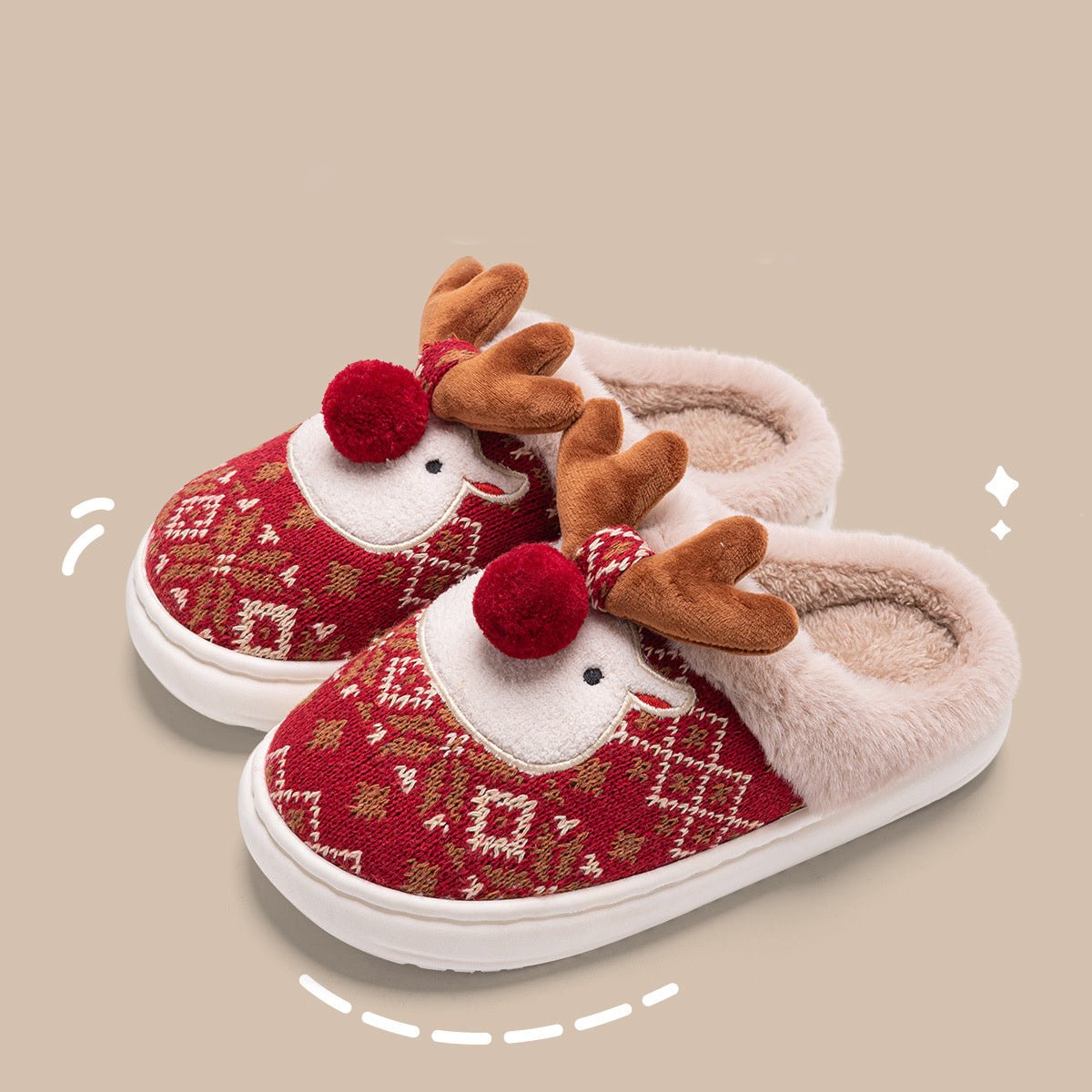 Zapatillas de estar por casa navideñas unisex con diseño bordado