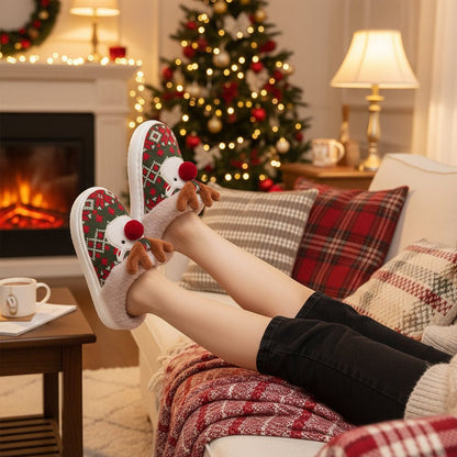 Zapatillas de estar por casa navideñas unisex con diseño bordado