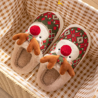 Zapatillas de estar por casa navideñas unisex con diseño bordado