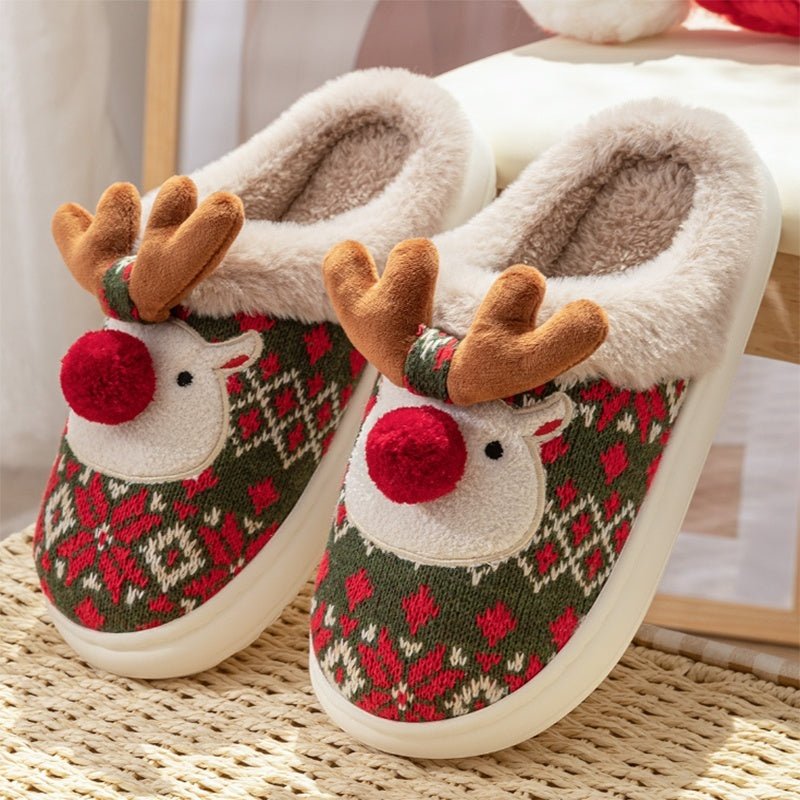 Zapatillas de estar por casa navideñas unisex con diseño bordado