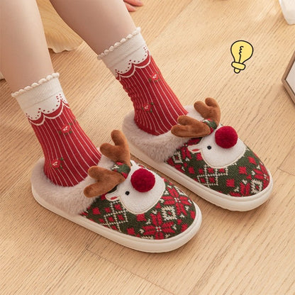 Zapatillas de estar por casa navideñas unisex con diseño bordado