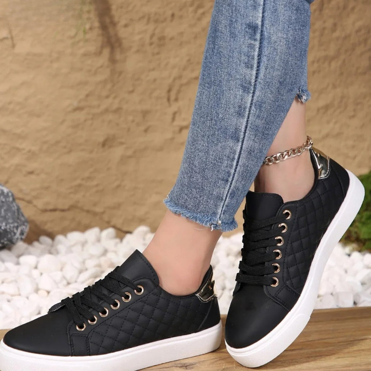 Zapatillas ortopédicas con plataforma y cordones acolchadas para mujer
