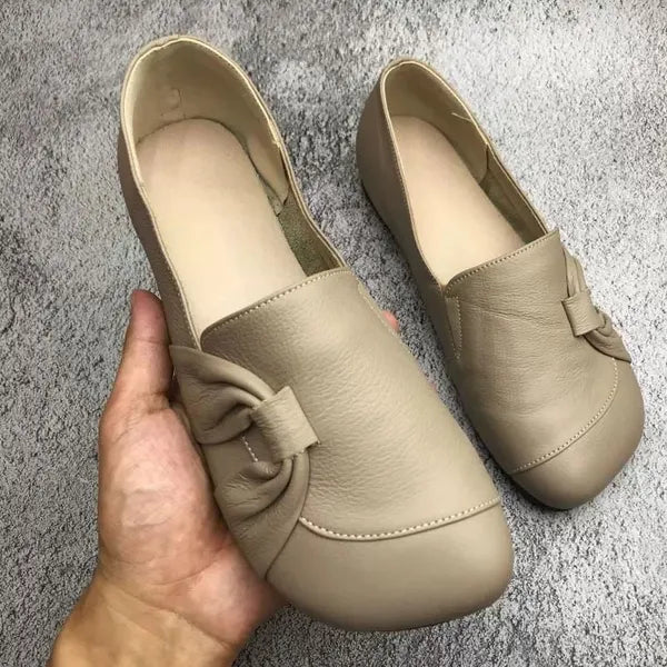 Zapatos de piel para mujer con suela blanda y antideslizante