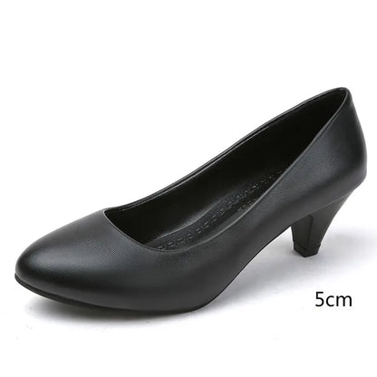 Zapatos de tacón ortopédicos elegantes negros para mujer con soporte amortiguado