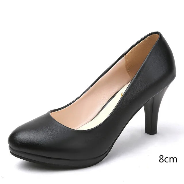 Zapatos de tacón ortopédicos elegantes negros para mujer con soporte amortiguado