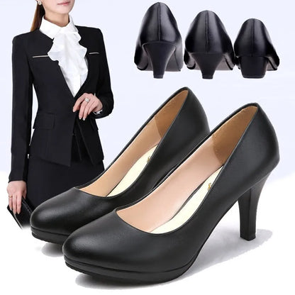 Zapatos de tacón ortopédicos elegantes negros para mujer con soporte amortiguado
