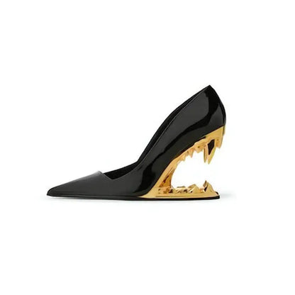 Zapatos de tacón para mujer con tacón esculpido en forma de colmillo