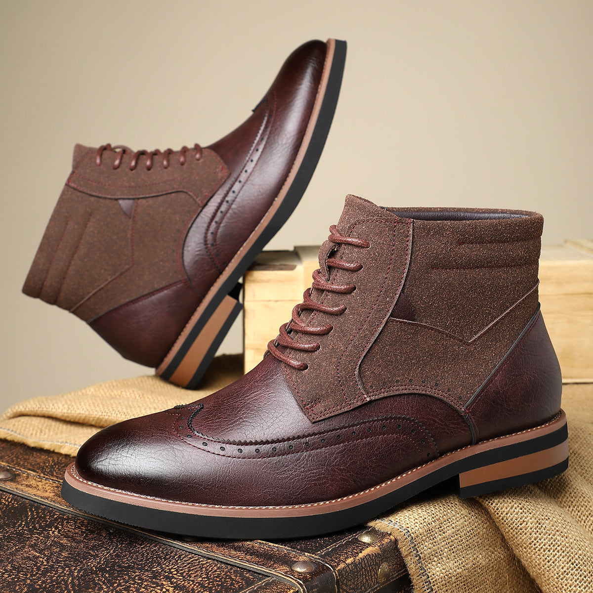 Zapatos wingtip de piel para hombre