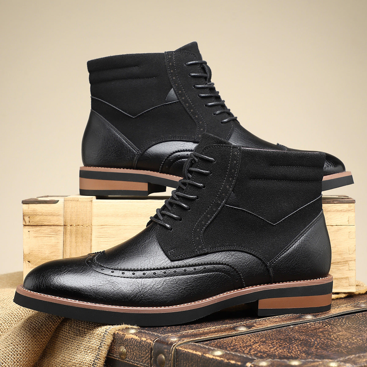 Zapatos wingtip de piel para hombre