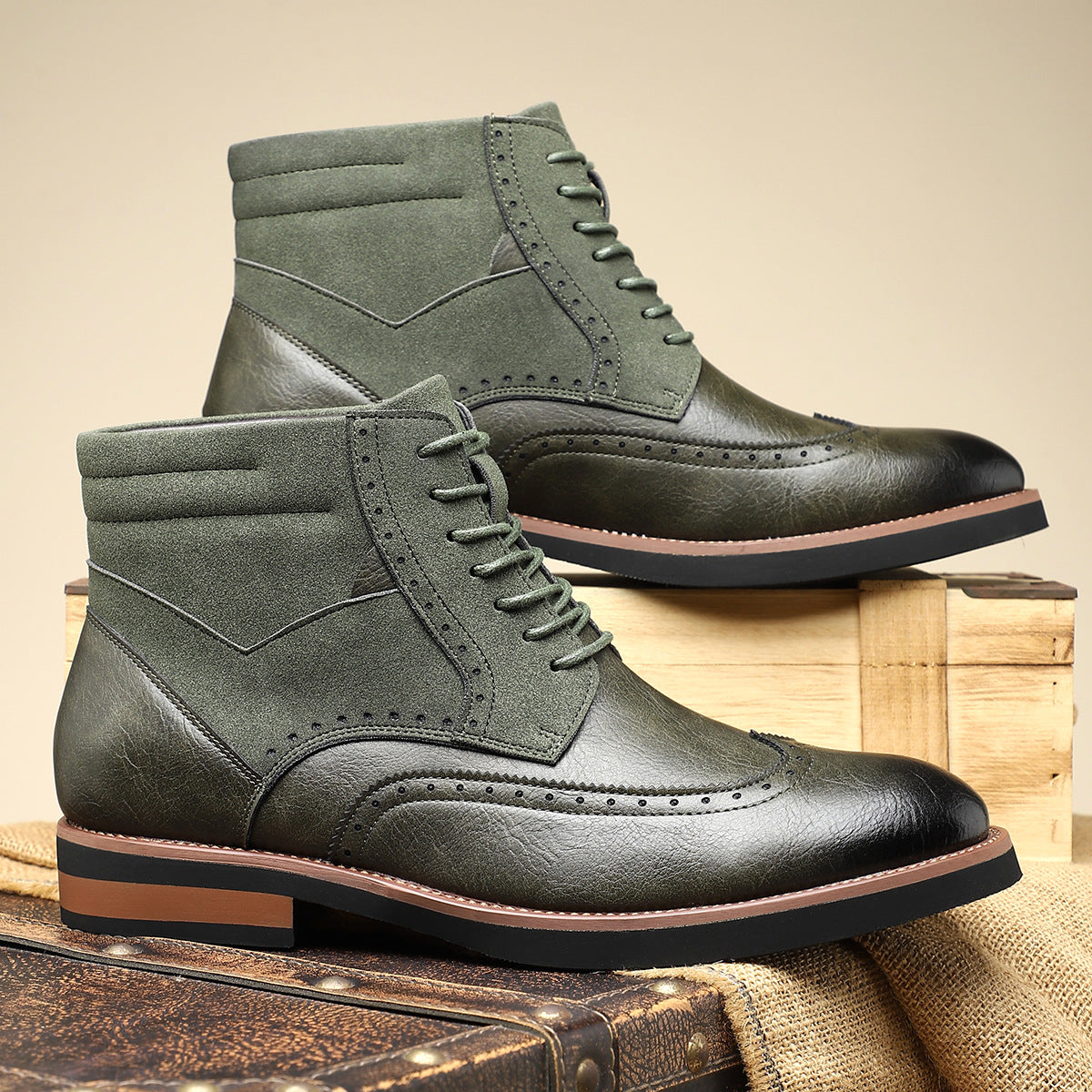 Zapatos wingtip de piel para hombre